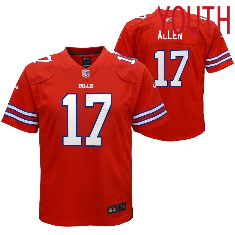 Youth Buffalo Bills 17 Josh Allen Nike Red 2nd Alternate Player Game NFL Jersey